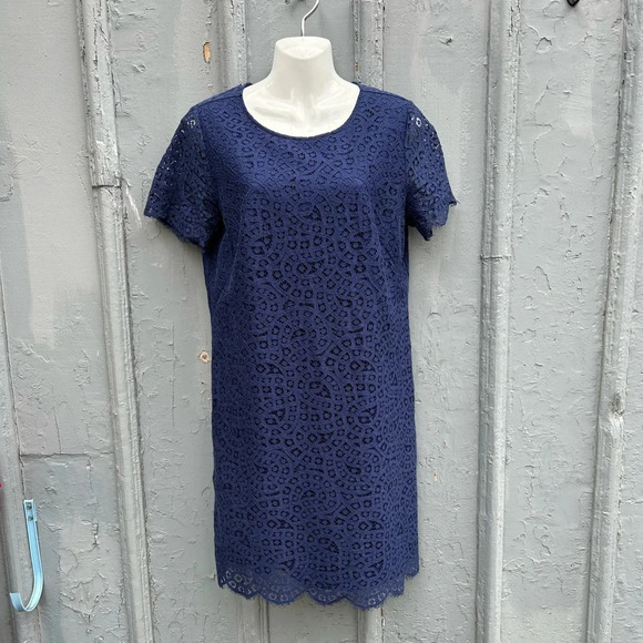 Ann Taylor Lace Shift Dress, Navy, size 10 - Picture 3 of 11